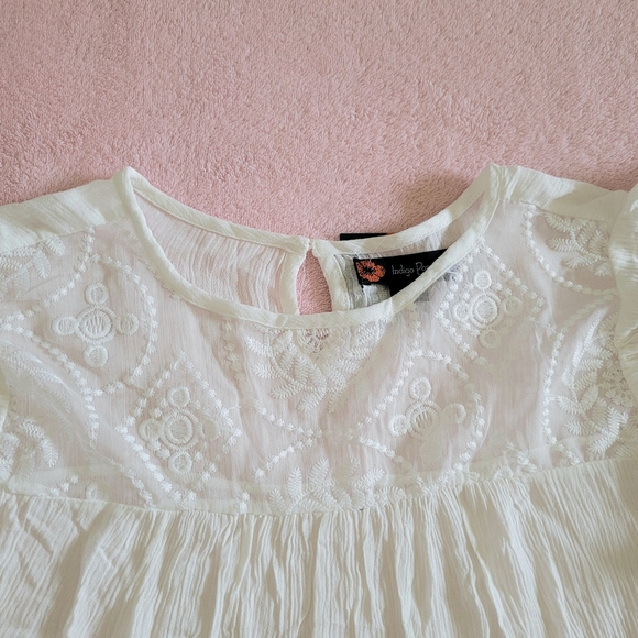 Indigo Poppy Flutter🦋 Sleeve Peasant Blouse - Picture 3 of 14